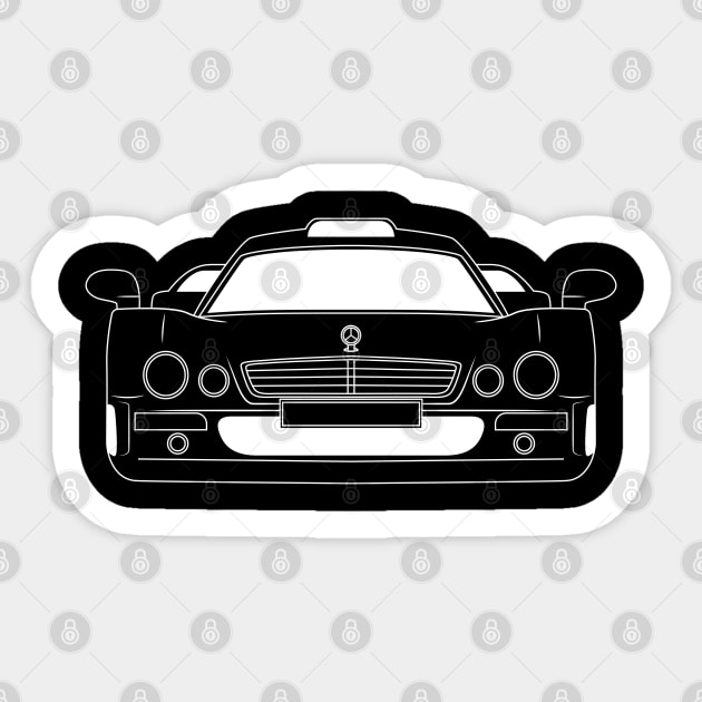 Mercedes Benz CLK GTR White Outline Sticker by kindacoolbutnotreally